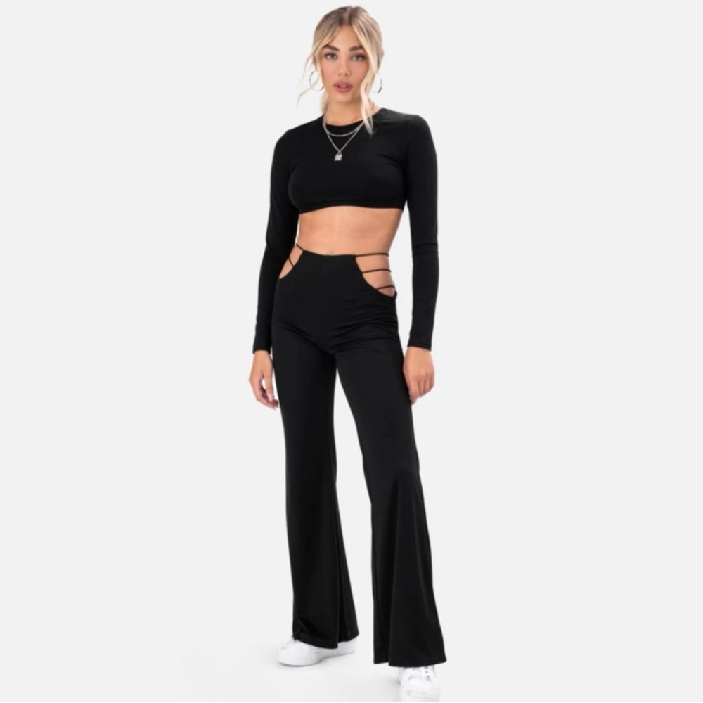 Adika Cut Out Waist Flare Pants